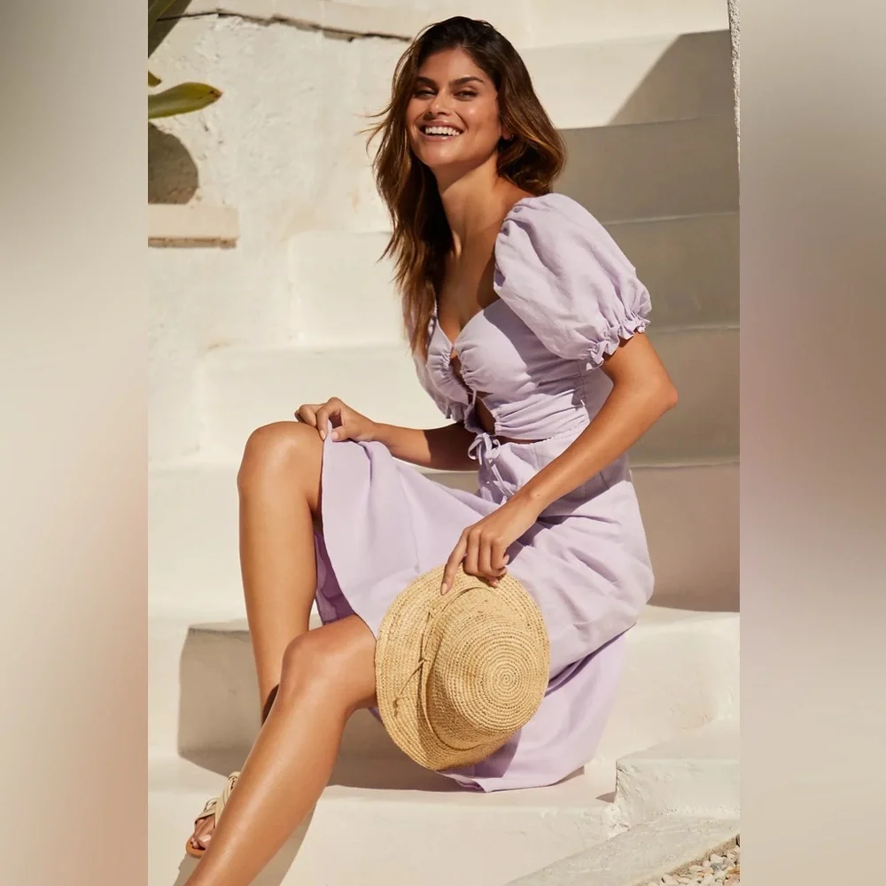 Anthropologie X Charlie Holiday Puff-Sleeve Cutout Dress Size 6 NWT - Picture 8 of 10